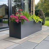 Woven Wood 120cm Zinc Galvanised Matte Grey Trough Planter