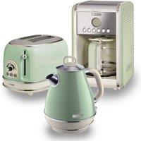 Ariete Jug Kettle, 2 Slice Toaster & Filter Coffee Machine Set in Green