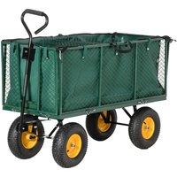 OUTSUNNY Garden Heavy Duty Utility 4 Wheel Trolley Cart Dump Wheelbarrow Tipper Truck in Dark Green