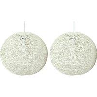 First Choice Lighting Set of 2 Abaca - White 14" Globe Ceiling Light Shades