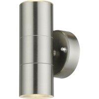 First Choice Lighting Blaze - Stainless Steel Outdoor Up Down Wall Light in Silver