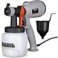 Terratek Electric Paint Sprayer 350W, HVLP Hand Held Fence Spray Gun 800ml Container in Grey