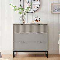 Melody Maison Large 3 Drawer Chest Of Drawers - Hesley Taupe Stone Range in Grey