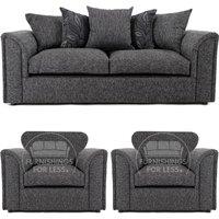 Byron Dundee Chenille Fabric 5 Seater 3 Piece Sofa Suite - 3 1 1 Grey or Light Grey