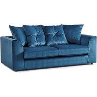 Furnishings For Less UK Fernando Soft Plush Velvet Fabric 3 Seater Sofa - Scatter Back in Blue