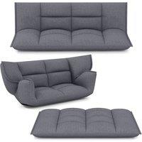 Gymax Floor Sofa Bed 5-Postion Adjustable Backrest Armrests Recliner Chair in Grey