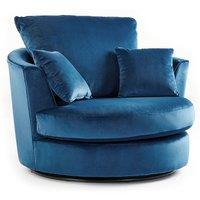 Furnishings For Less UK Fernando Soft Plush Velvet Fabric Swivel Chair 360 Rotation Single Seater in Blue