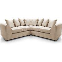 Furnishings For Less UK Casper 5 Seater Chenille Fabric Corner Sofa L Shaped 2 Corner 2 - Scatter Back in Beige