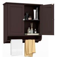 Gymax Bathroom Wall Cabinet With Towel Bar Adjustable Shelf Medicine Cabinet in Brown