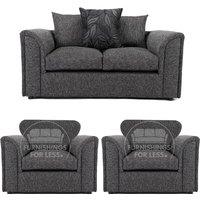 Byron Dundee Chenille Fabric 5 Seater 3 Piece Sofa Suite - 2 1 1 Grey or Light Grey