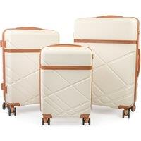 London Fog Eton 3-Piece Suitcase Set - TSA 8-Wheel Cabin & Hold Travel Luggage in Cream | Size: 3 Pack