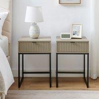 Melody Maison Pair Of One Drawer Bedside Table - Hesley Nordic Wood Range in Natural