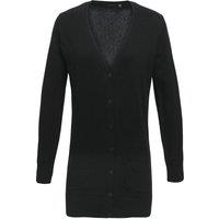 Premier Women's Longline V Neck Knitted Cardigan in Black | Size: 22