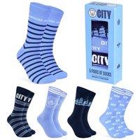 Manchester City FC Men's Football Fan Pack Of 5 Socks in Blue