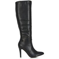 XY London Women's 'Bree' Pointed Toe Zip-up Stiletto Heel Knee High Boots in Black | Size: 8