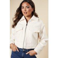 Dorothy Perkins Women's Zip Front Pocket Detail Jacket in White | Size: XL