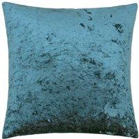 Paoletti Verona Crushed Velvet Sqaure Polyester Filled Cushion in Teal | Size: 55 cm x 55 cm