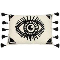 Furn Ashram Eye Tufted Tassel Edged Cushion in White