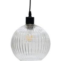 First Choice Lighting Betchley - Clear Ribbed Glass Globe Easy Fit Pendant Shade