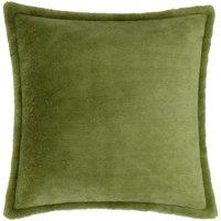 Furn Kallu Reversible Faux Fur Cushion in Olive | Size: 45 cm x 45 cm