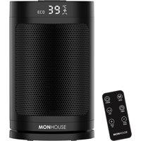 MONHOUSE 1500W Energy Efficient Electric PTC Portable Heater 12H Timer - 24cm in Black
