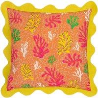 Furn Coral Scalloped 100% Cotton Cushion in Yellow | Size: 50 cm x 50 cm