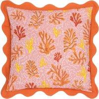 Furn Coral Scalloped 100% Cotton Cushion in Pink | Size: 50 cm x 50 cm