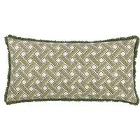 HOEM Alexah 100% Cotton Geometric Fringed Cushion in Olive