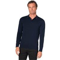 Brook Taverner Men's Casper Knitted Long-Sleeved Polo Shirt in Navy | Size: Small