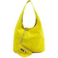 Kitise Women's Spacious Slouch Genuine Italian Suede Tote Handbag in Yellow