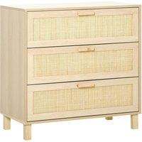 HOMCOM 3 Drawer Cabinet Storage Cupboard Sideboard Organiser in Light Brown