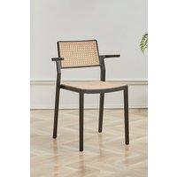 Set of 4 Pseudo-rattan PP Dining Chair with Armrest