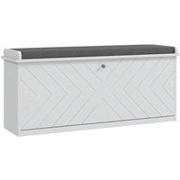 HOMCOM Upholstered Shoe Bench with Flip Drawer Cushion for 10 Pairs of Shoes in White