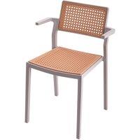 Set of 4 Pseudo-rattan PP Dining Chair with Armrest
