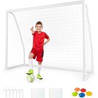 Costway All Weather Football Goal Football Training Net with UPVC Pipes in White