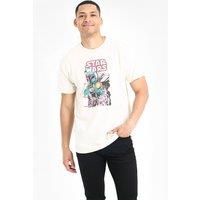 Star Wars Men's Boba Fett Firing Line T-Shirt Natural | Size: Small