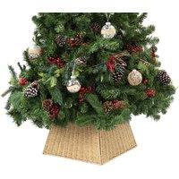 Christmas Village Square Rattan Christmas Tree Skirt - Natural in Light Beige | Size: 1 Pack