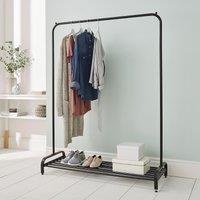 House of Home Clothes Rail Garment Rack With Shoe Storage Shelf Adjustable Feet Easy Build in Black