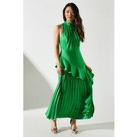 Coast Women's Sleeveless Ruffle Pleat Satin Back Crepe Dress in Green | Size: 10