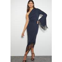 Toria Fringe Jersey Dress Black