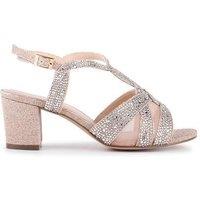 Paradox London Women's Glitter 'Nadia' Wide Fit Block Heel Sandals in Metallic Gold | Size: 3