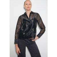 Monsoon Women's Betty Bow Organza Blouse Black | Size: 8
