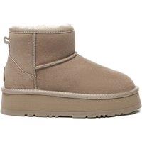 EverAu Australia Women's Real Wool Dusky Leather Platform Short Boots with Rubber + EVA Sole in Brown | Size: 6