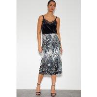 Monsoon Women's Sia Sequin Midi Skirt Silver | Size: Small