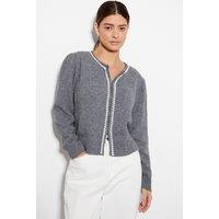 Monsoon Women's Pia Pearl Cardigan Grey | Size: XL