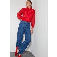 Monsoon Women's Rosa Organza Pussybow Blouse Red | Size: 24