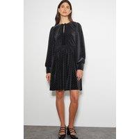 Monsoon Women's Nora Long Sleeve Velvet Mini Dress Black | Size: 14