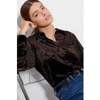 Monsoon Women's Vida Velvet Shirt Pink in Chocolate | Size: Small