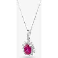 9ct White Gold Oval Cut Ruby & Cubic Zirconia Halo Necklace D152307WR