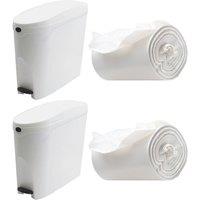 ProKleen White Pedal Operated Toilet Sanitary Bin 2 x 20L Capacity & 100 Liners